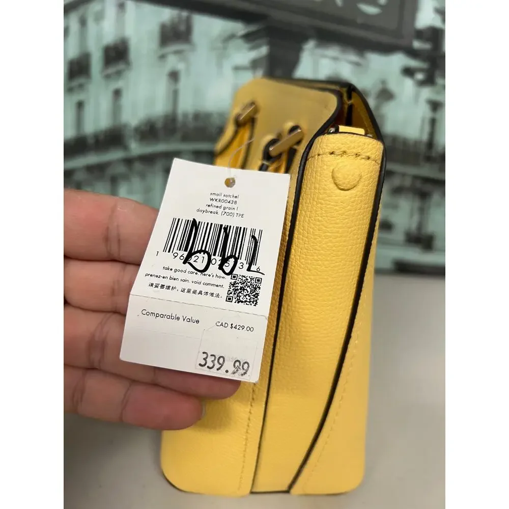 Kate Spade WKR00438 Small Dome Satchel, Daybreak Yellow Leather Crossbody Bag